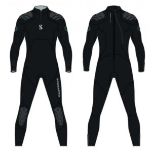 Skafander nurkowy ScubaPro EVERFLEX YULEX-DIVE 7.5/5 mm – ekologiczny, półsuchy kombinezon z pianki roślinnej Yulex®, wodoszczelny z zamkami YKK i wzmocnieniami na ramionach oraz siedzeniu.