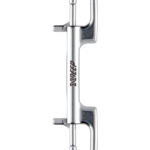 XDeep Karabińczyk NX Series dwustronny, wykonany ze stali nierdzewnej, widok z boku, ukazujący jego ergonomiczny kształt i dwustronny mechanizm mocujący.