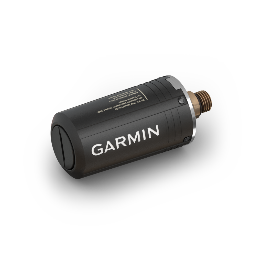 Transmiter Garmin Descent T2 zamontowany na automacie oddechowym – bezprzewodowe przesyłanie danych o ciśnieniu do komputera nurkowego Garmin.