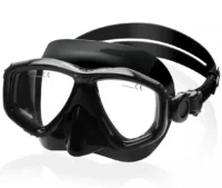 Maska korekcyjna do nurkowania Aqua Speed Vision 07B w kolorze czarnym – widok z przodu, szkła hartowane, silikonowy fartuch.