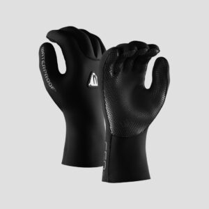 Rękawice nurkowe Waterproof G50 5 mm wykonane z elastycznego neoprenu Microcell CR z antypoślizgową powłoką na dłoniach, idealne do nurkowania w umiarkowanych warunkach.