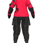 Suchy damski kombinezon nurkowy Ursuit Cordura Lady w czarnym kolorze, z wzmocnieniami na kolanach i łokciach, wyposażony w pojemne Tech-pockets oraz ergonomiczny damski krój.