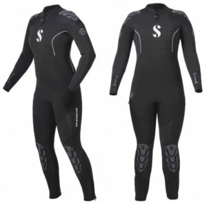 Skafander nurkowy ScubaPro EVERFLEX YULEX-DIVE 7.5/5 mm – ekologiczny, półsuchy kombinezon z pianki roślinnej Yulex®, wodoszczelny z zamkami YKK i wzmocnieniami na ramionach oraz siedzeniu.