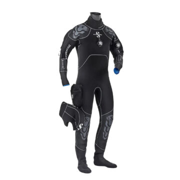 ScubaPro Everdry 4.0 – neoprenowy suchy kombinezon 4 mm dla nurków, elastyczny i ciepły, z systemem szelek i wzmocnionymi panelami na ramionach i kolanach.
