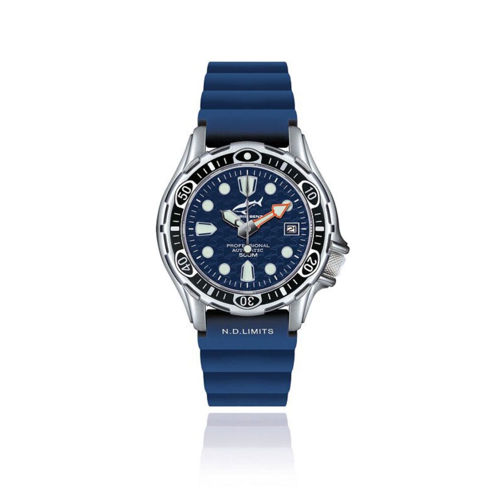 Zegarek Chris Benz Deep 500M Automatic CB-500A-B-KBB z czarną tarczą i gumowym paskiem, automatyczny mechanizm, wodoszczelność do 500 m