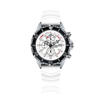 Zegarek nurkowy Chris Benz Deep 1000M Sharkproject Edition ze stalową obudową, szafirowym szkłem i gumowym paskiem – profesjonalny model dla nurków, w limitowanej edycji wspierającej ochronę rekinów.