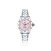 Chris Benz Diamond Diver Pink Pearl Harbour – zegarek nurkowy damski z bezelem ozdobionym 18 diamentami, szkłem szafirowym i stalową bransoletą Jubilee.