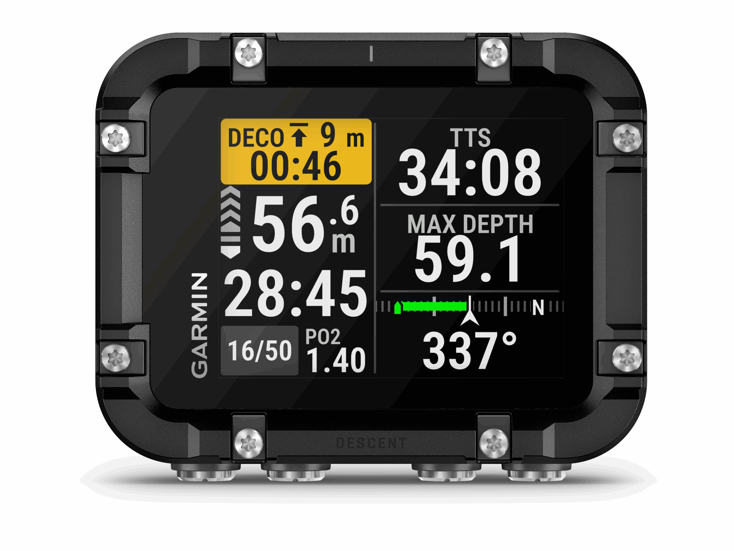 Garmin Descent X30 ekran komputera nurkowego pod wodą