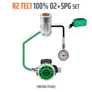 Automat R2 TEC1 100% O2 M26x2 z manometrem, zestaw stage EN250A