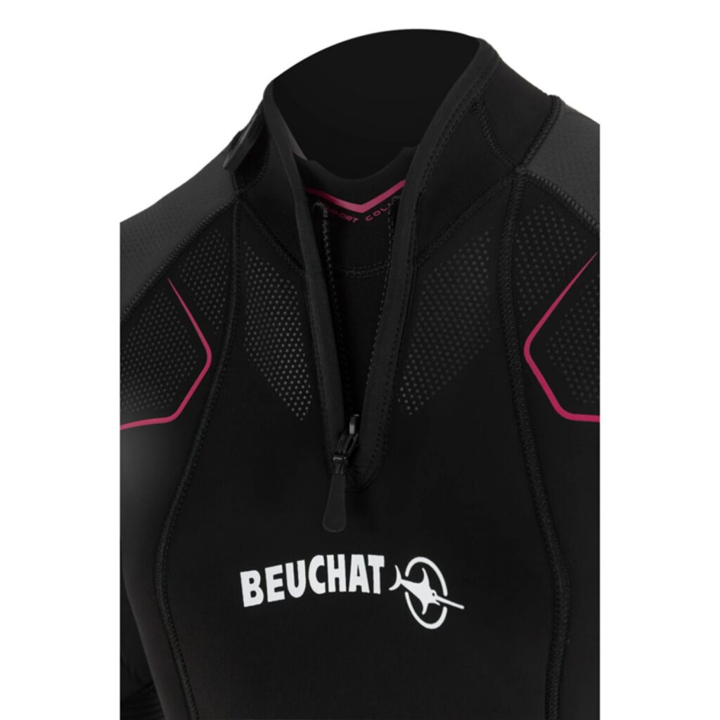 Pianka damska Beuchat Focea Comfort FC7 5 mm, Elaskin X8.8, Fireskin, półsuchy zamek S-Lock 1 skafander nurkowy beuchat focea comfort fc7 5mm damski logo