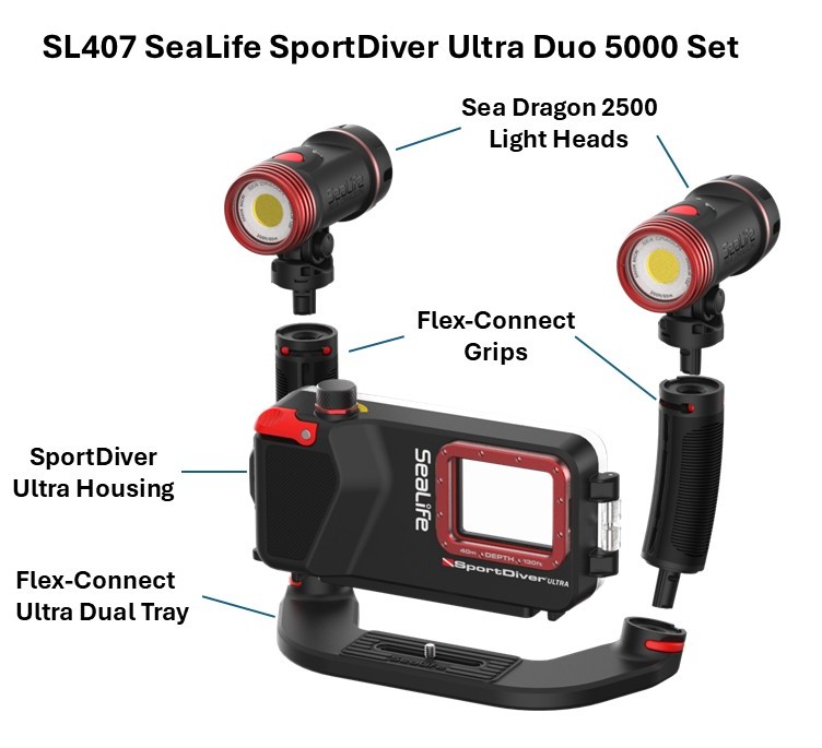 Zestaw SeaLife SportDiver Ultra Duo 5000, obudowa do smartfona i 2 lampy 2 SL407 Website Images 2